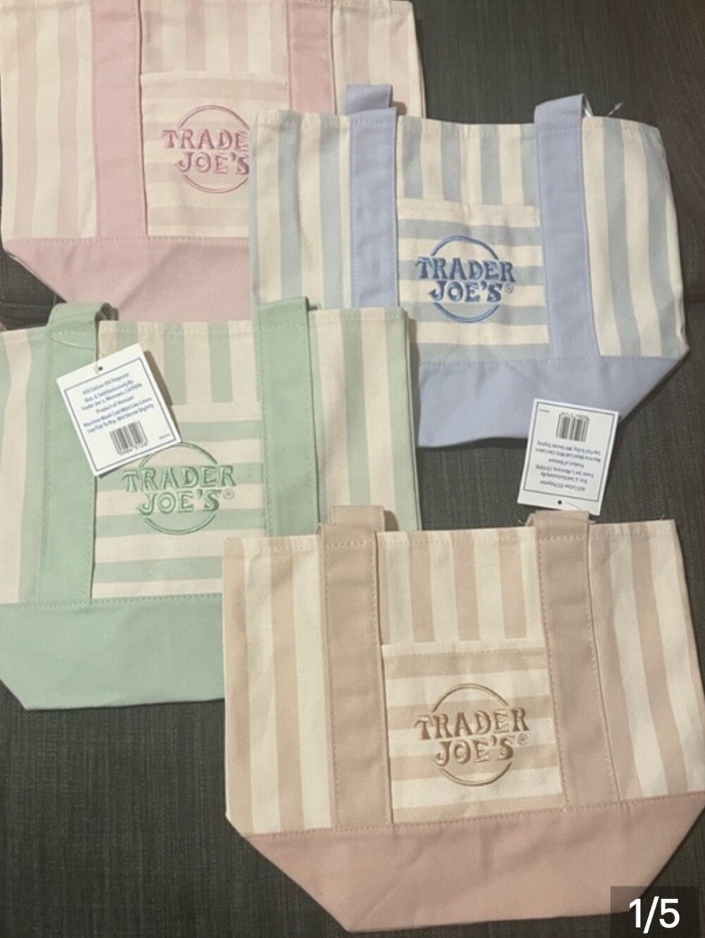 Trader Joe's Pastel Stripe Tote Bag - Multiple Colors